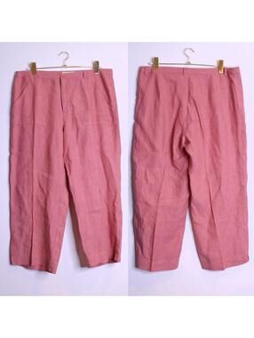 Coral Linen Crop Pants - 16